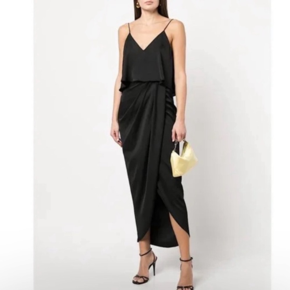 🌟New Shona Joy Luxe Frill cocktail dress black onyx 4